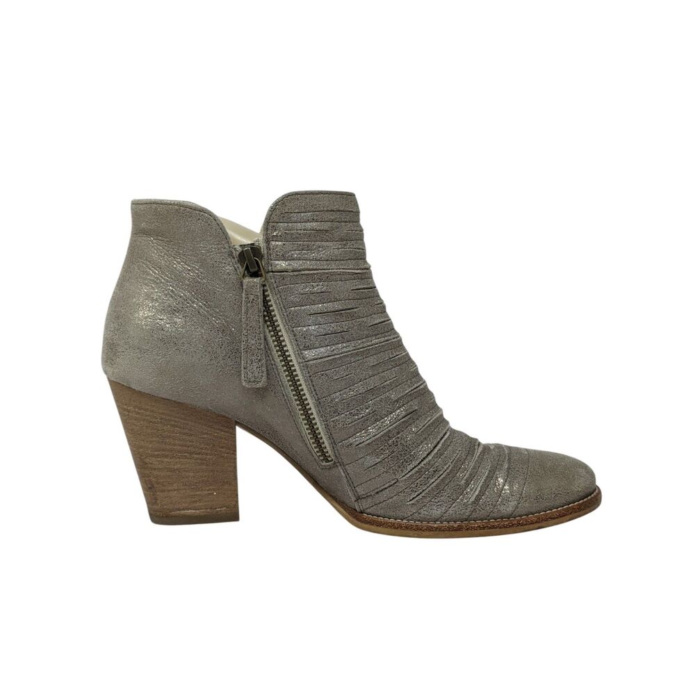 Paul Green Malibu Silver Sliced Leather Heeled Ankle Boots Womens 7.5 - Picture 5 of 13